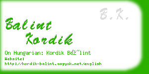 balint kordik business card